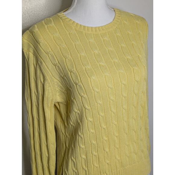 Brooks Brothers 346 Sweater Womens L Yellow Cable Knit Mercerized Cotton - Picture 4 of 7